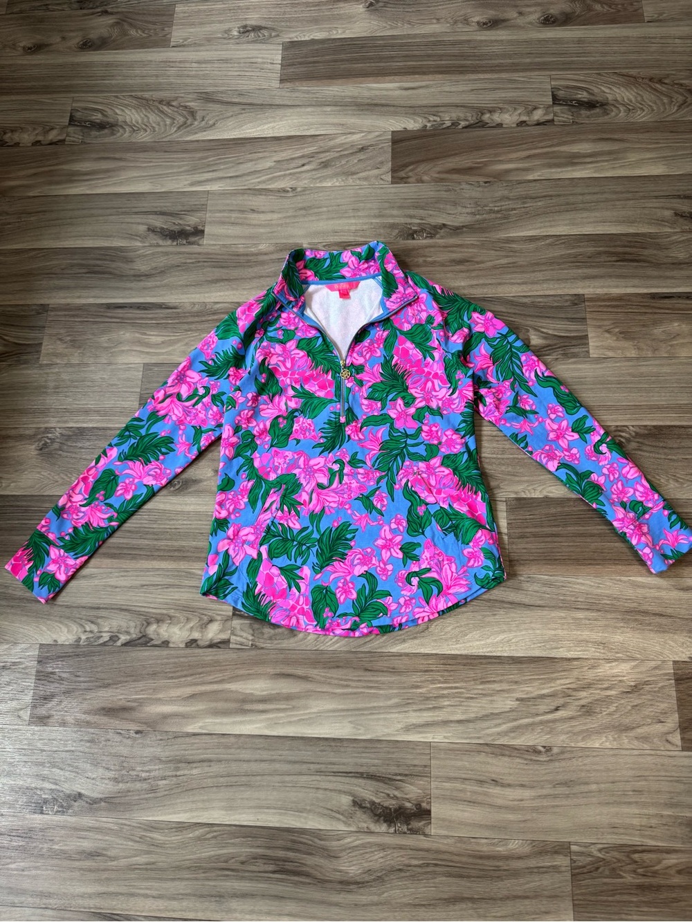 Lilly Pulitzer Upf 50+ Skipper Popover Pullover Cerise Pink Safari Sunset Small